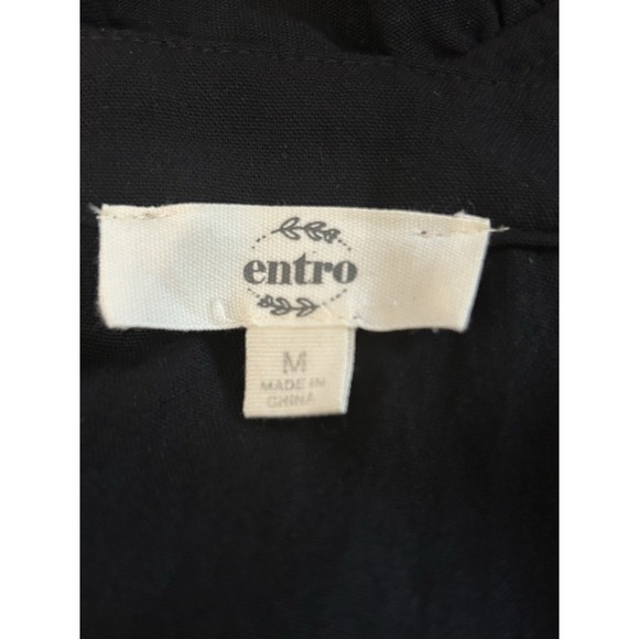 Entro Black Tiered Midi Dress Ruffle Sleeves Lined Lightweight Casual SZ Med - Picture 9 of 9
